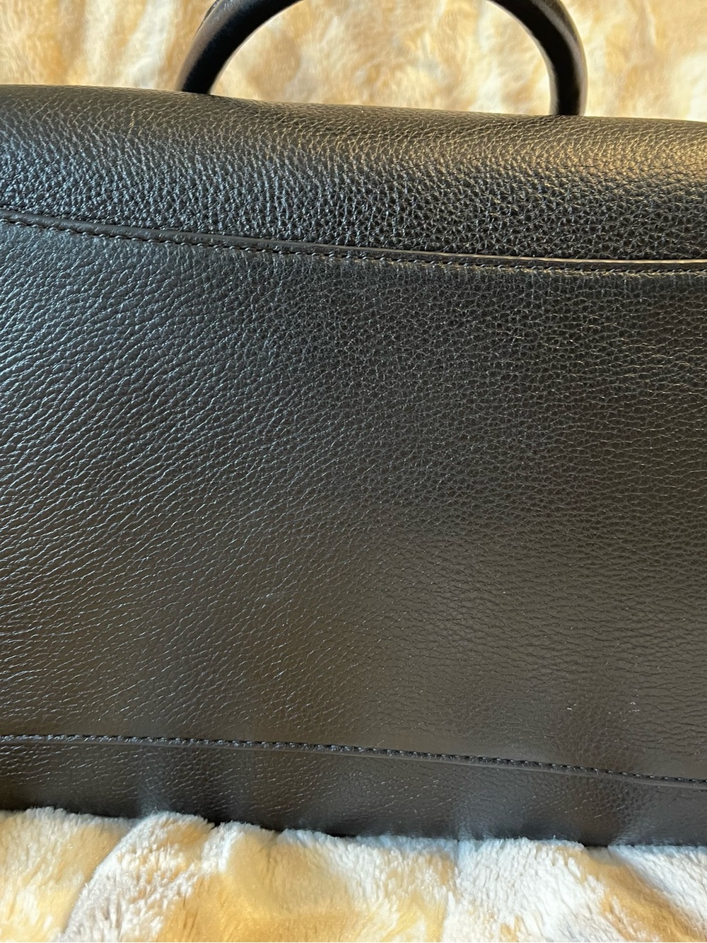 Michael Kors Black Leather Satchel with Gold Accents - Picture 7 of 14